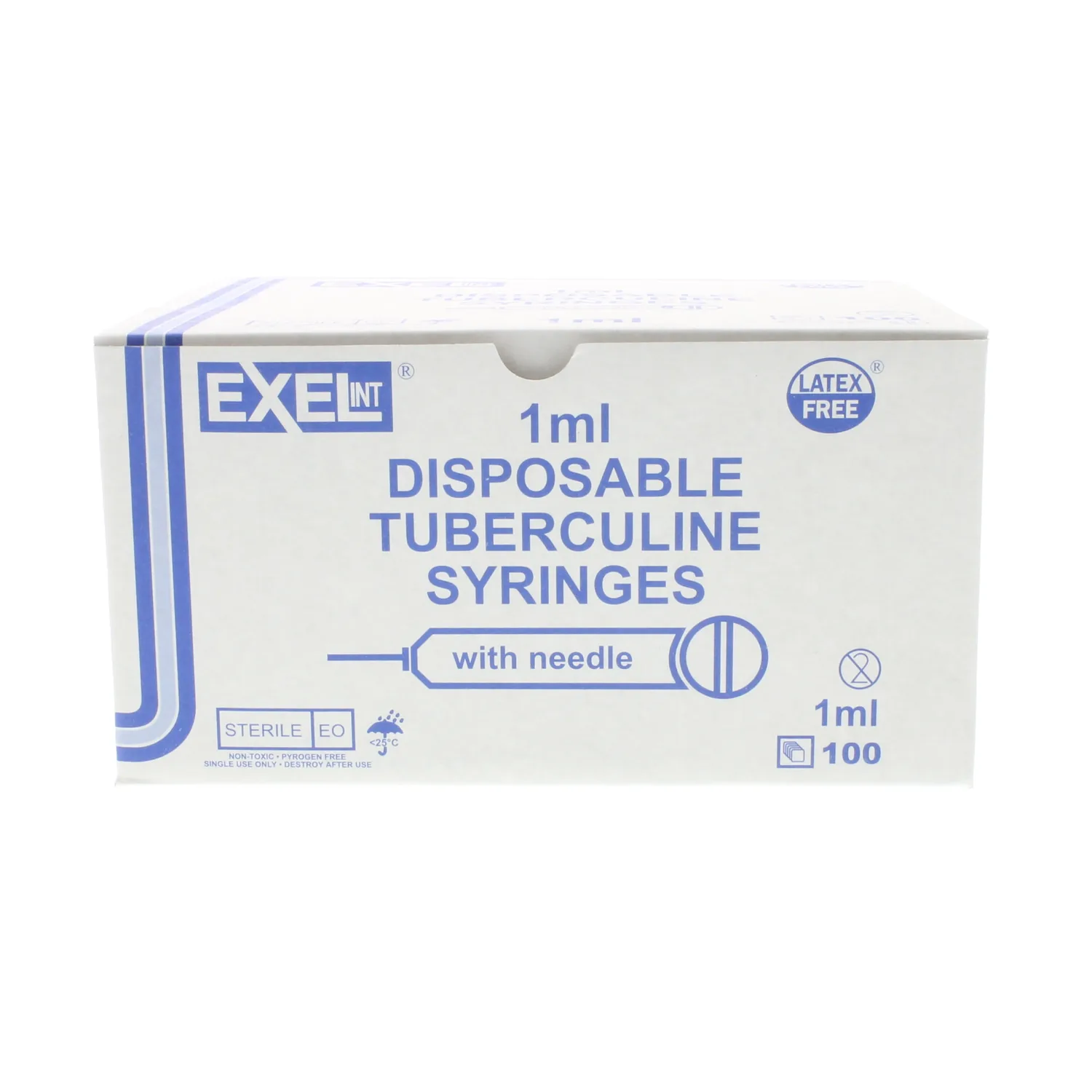 Exel 1cc Syringe w/25g x ⅝ Inch Needle - Box/100